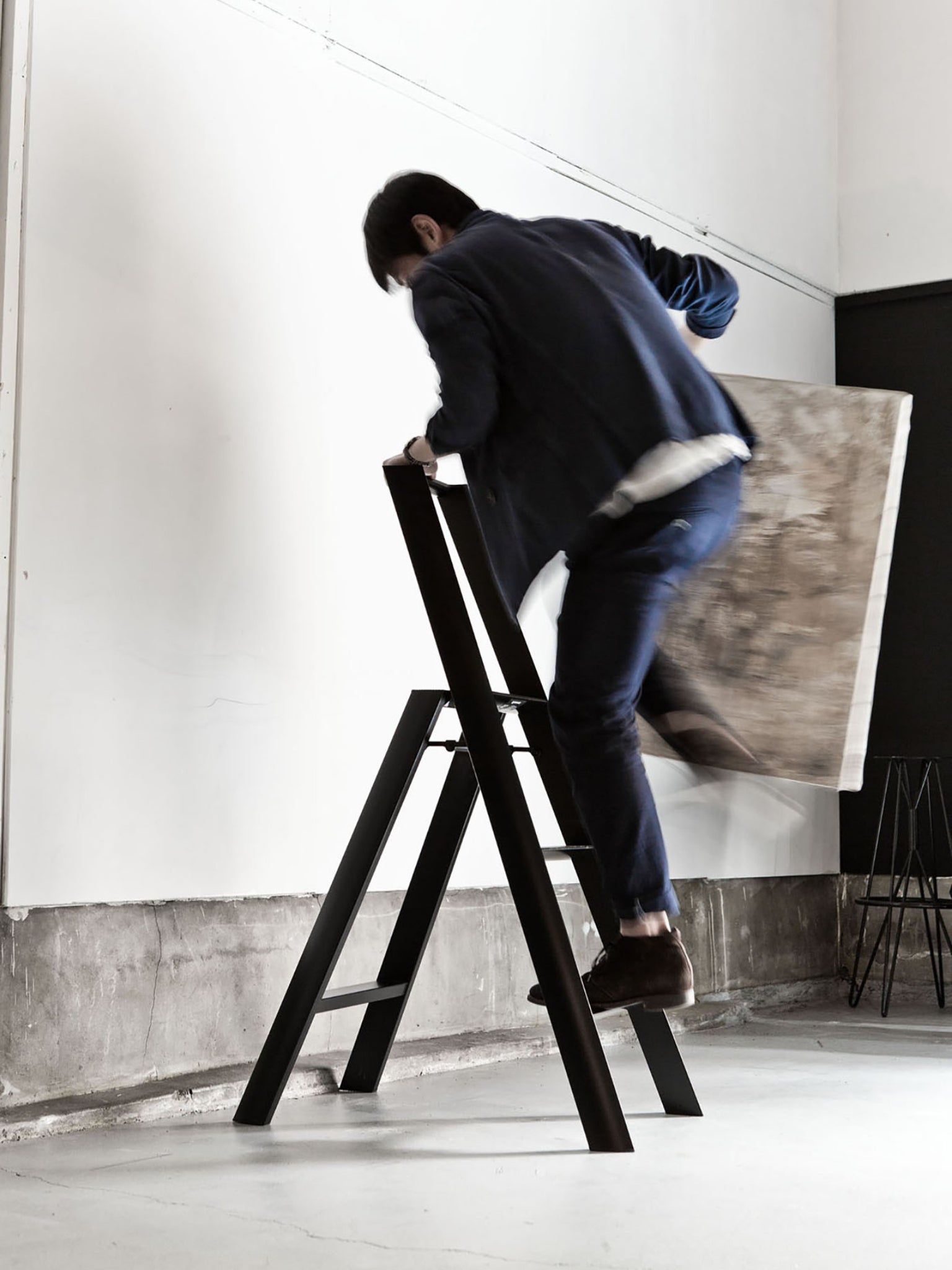 Hasegawa ladder 3 step bij het ophangen van een schilderij