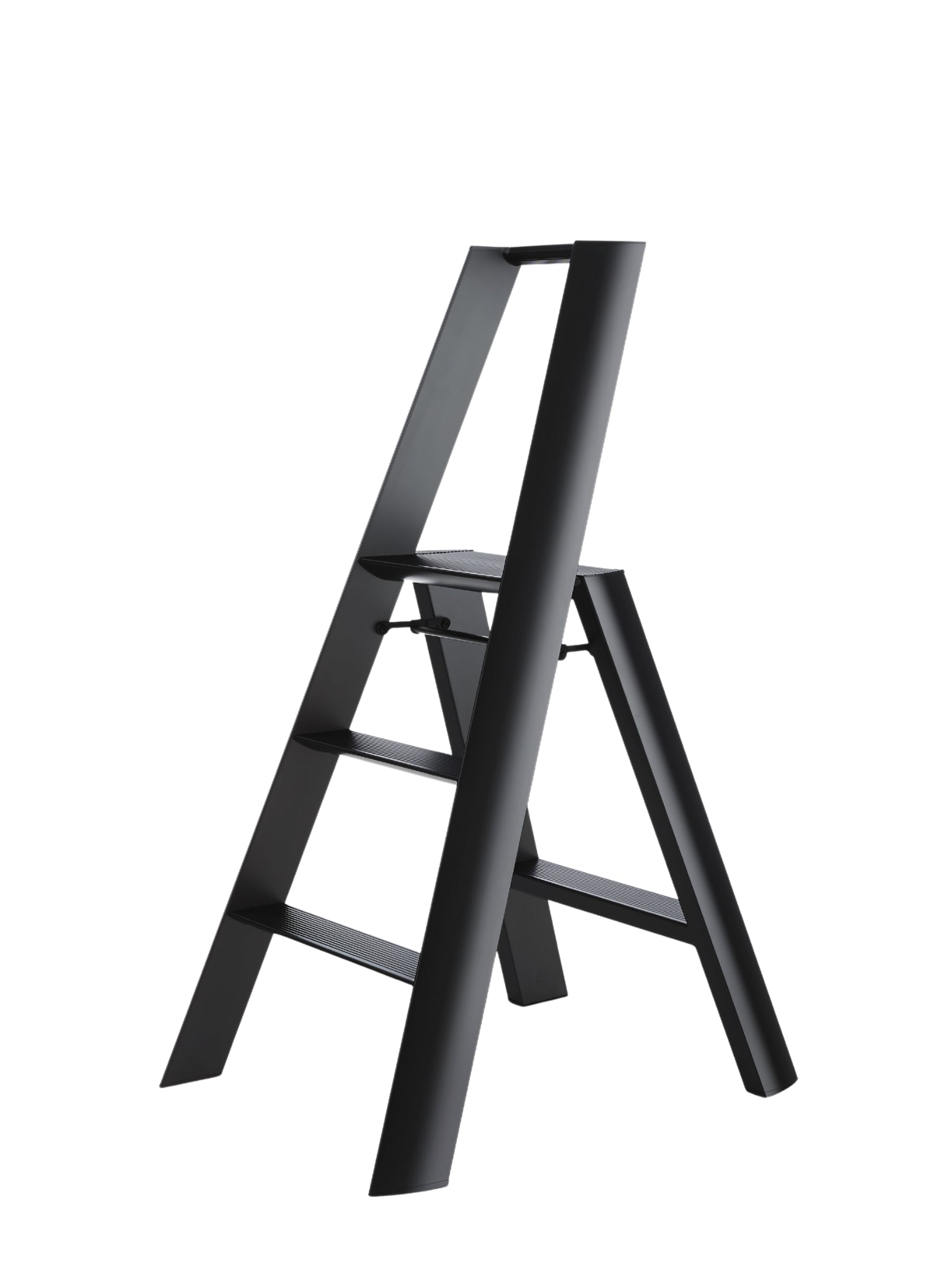 Lucano 3-step ladder zwart breed – hoog compact design opstapje van Hasegawa