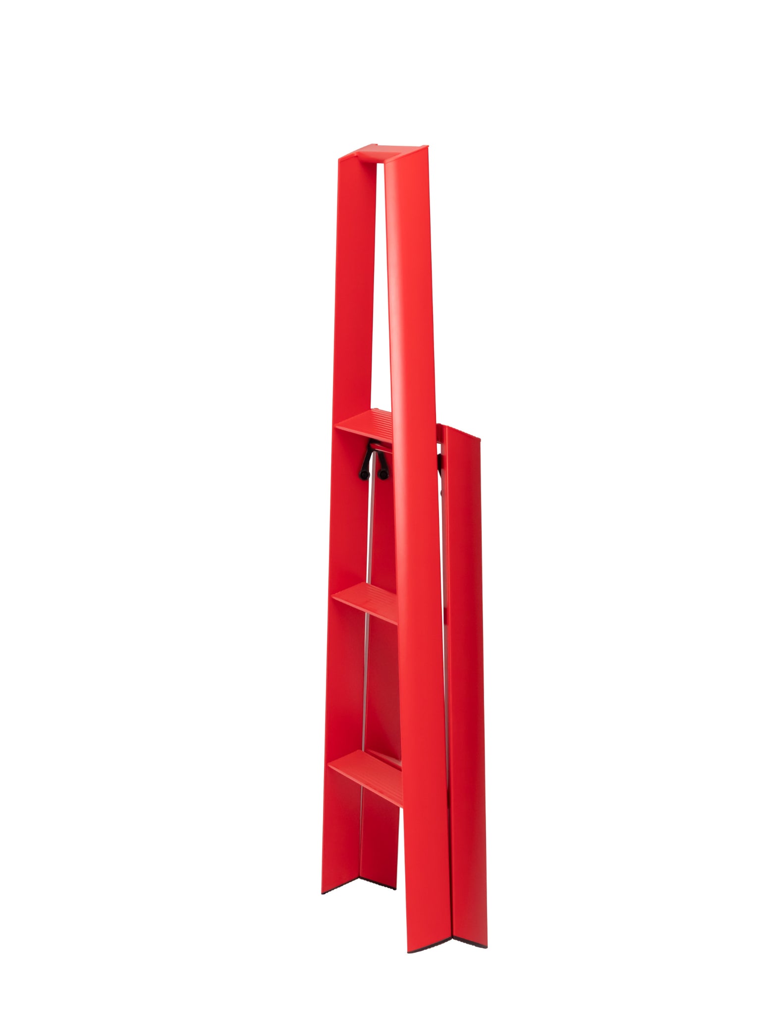Zijaanzicht rode Lucano 3-step designladder